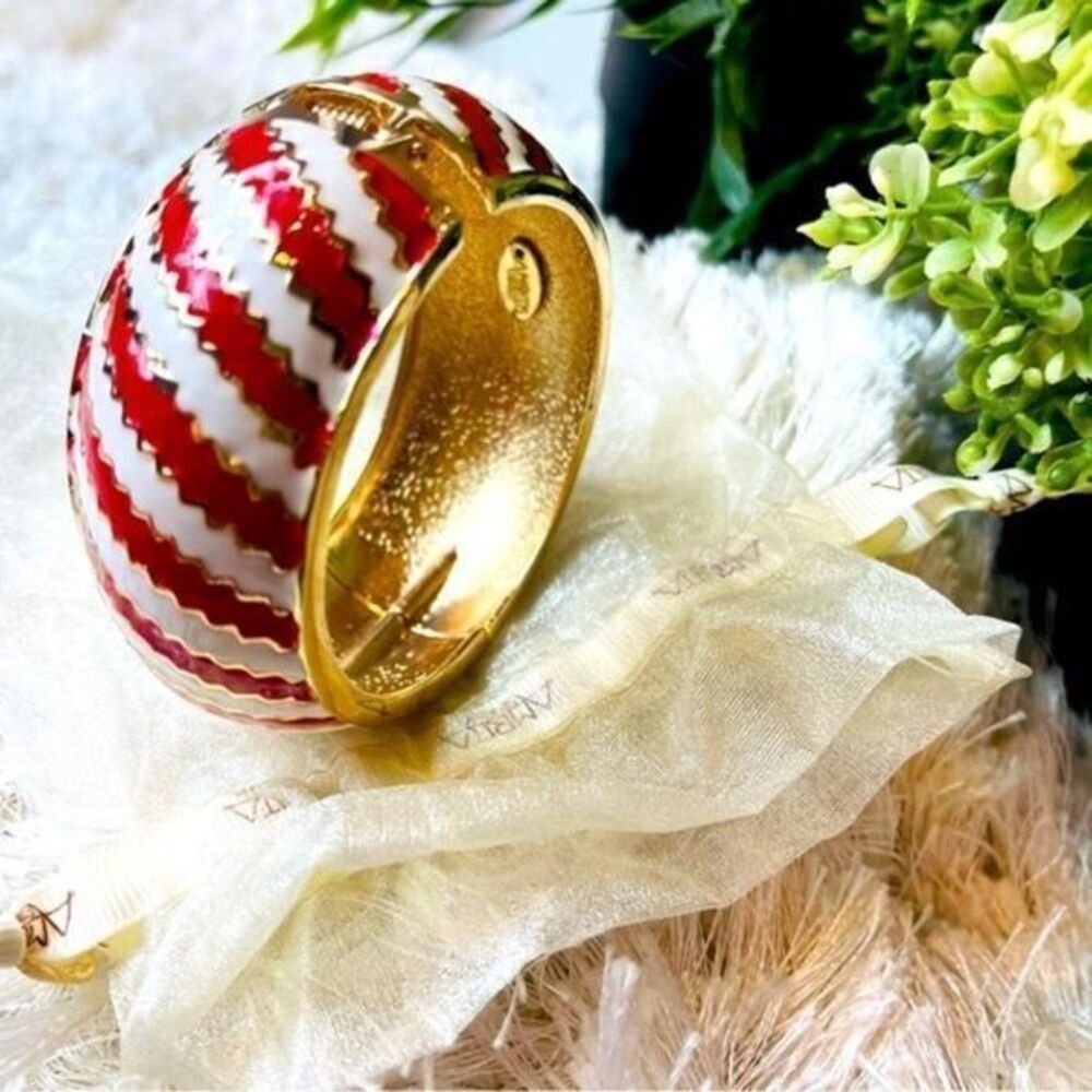 Amrita Red‎ & White & Goldtone Kimmy Stripe Cuff